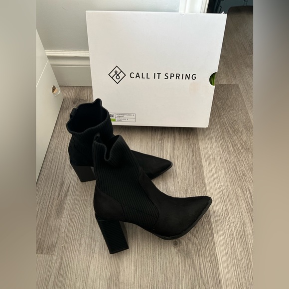 Sara Heeled Chelsea Booties in Black Textile Microfibre - Picture 3 of 9